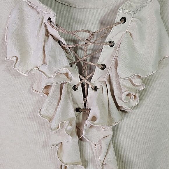 Blouse By Raulph Lauren Lauren Jeans Co Cotton Blend Beige Plus Size 3X - Picture 2 of 5